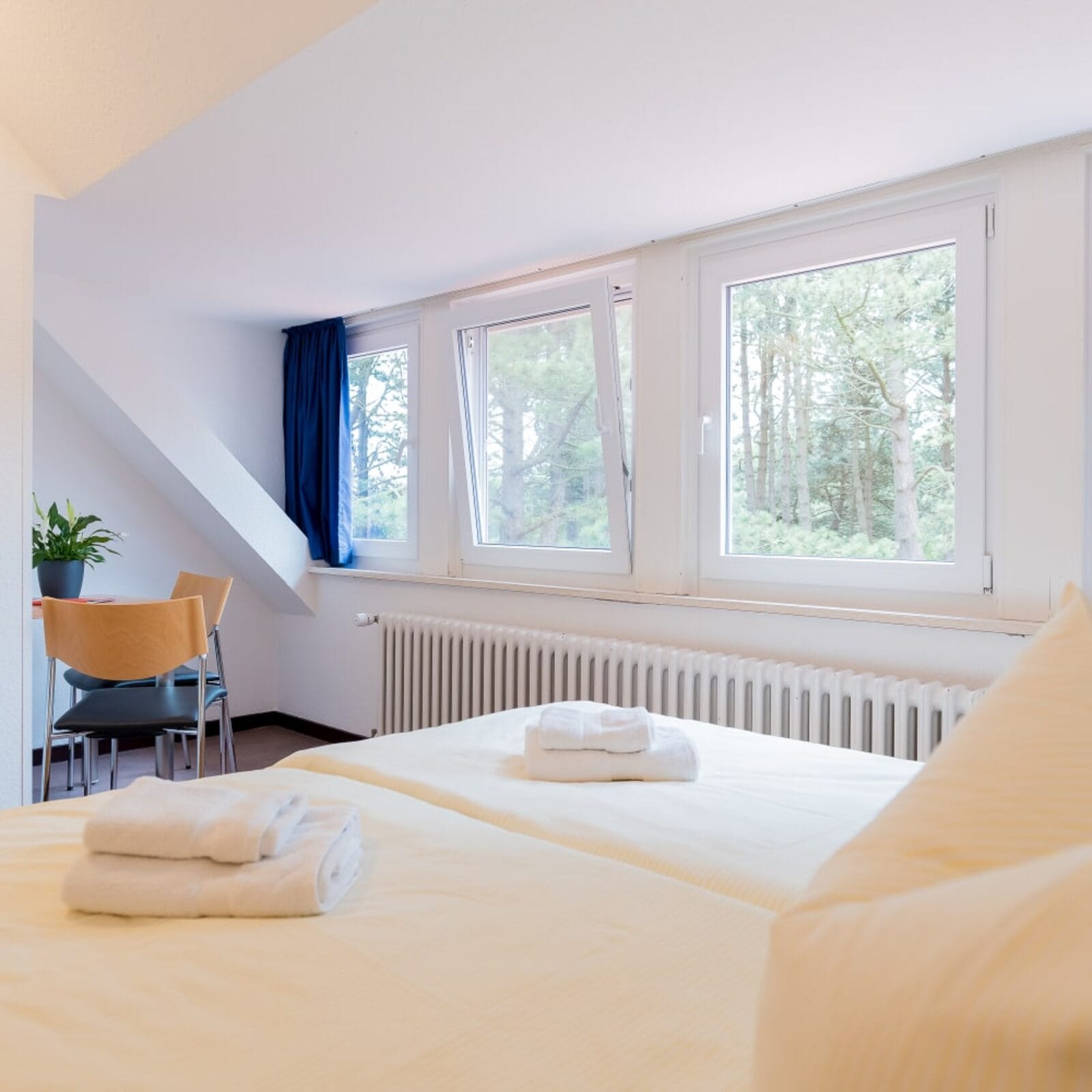 Doppelzimmer mit hellem, freundlichem Interieur